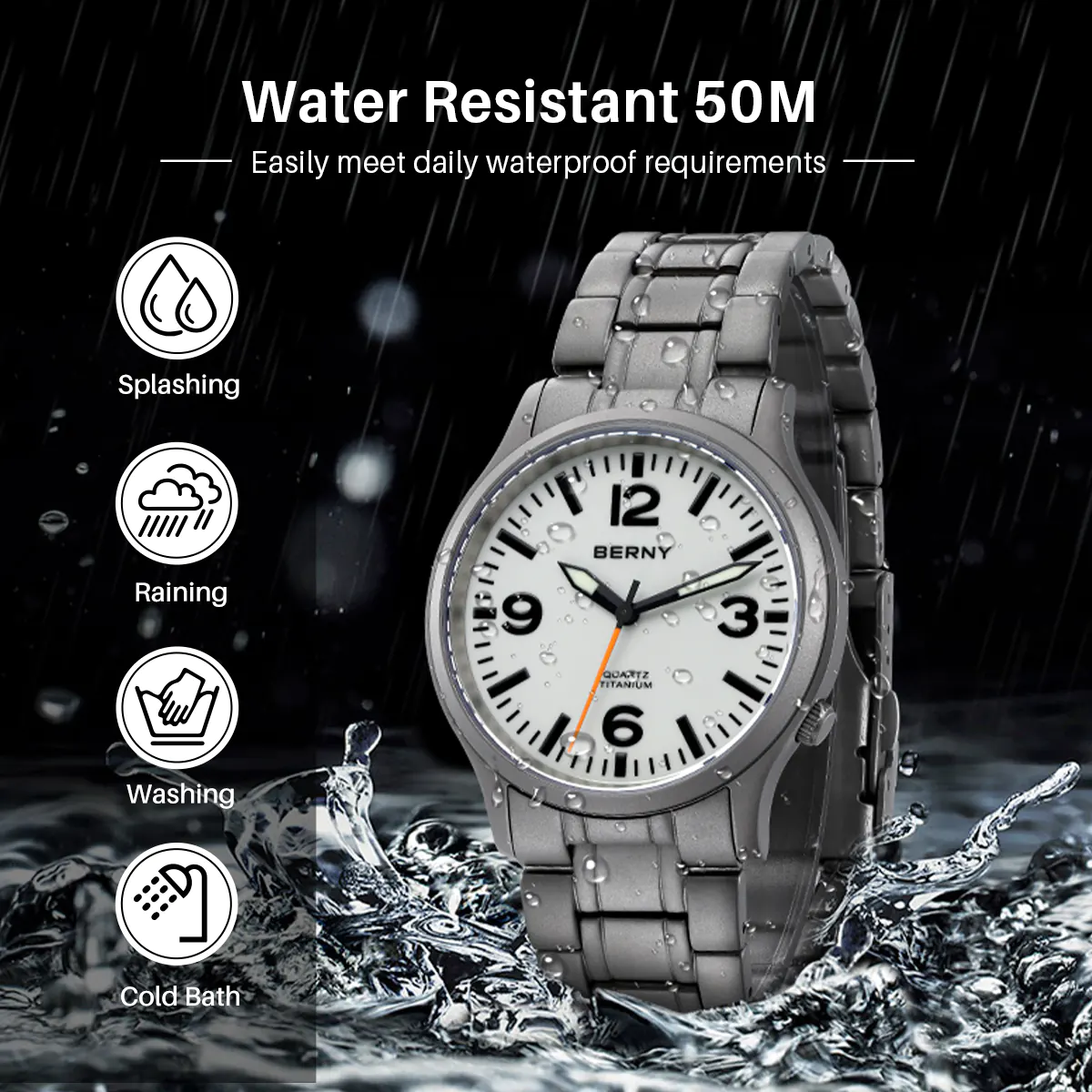 BERNY-Men Quartz Titanium Field Watch V2-T2576MS - Image 5