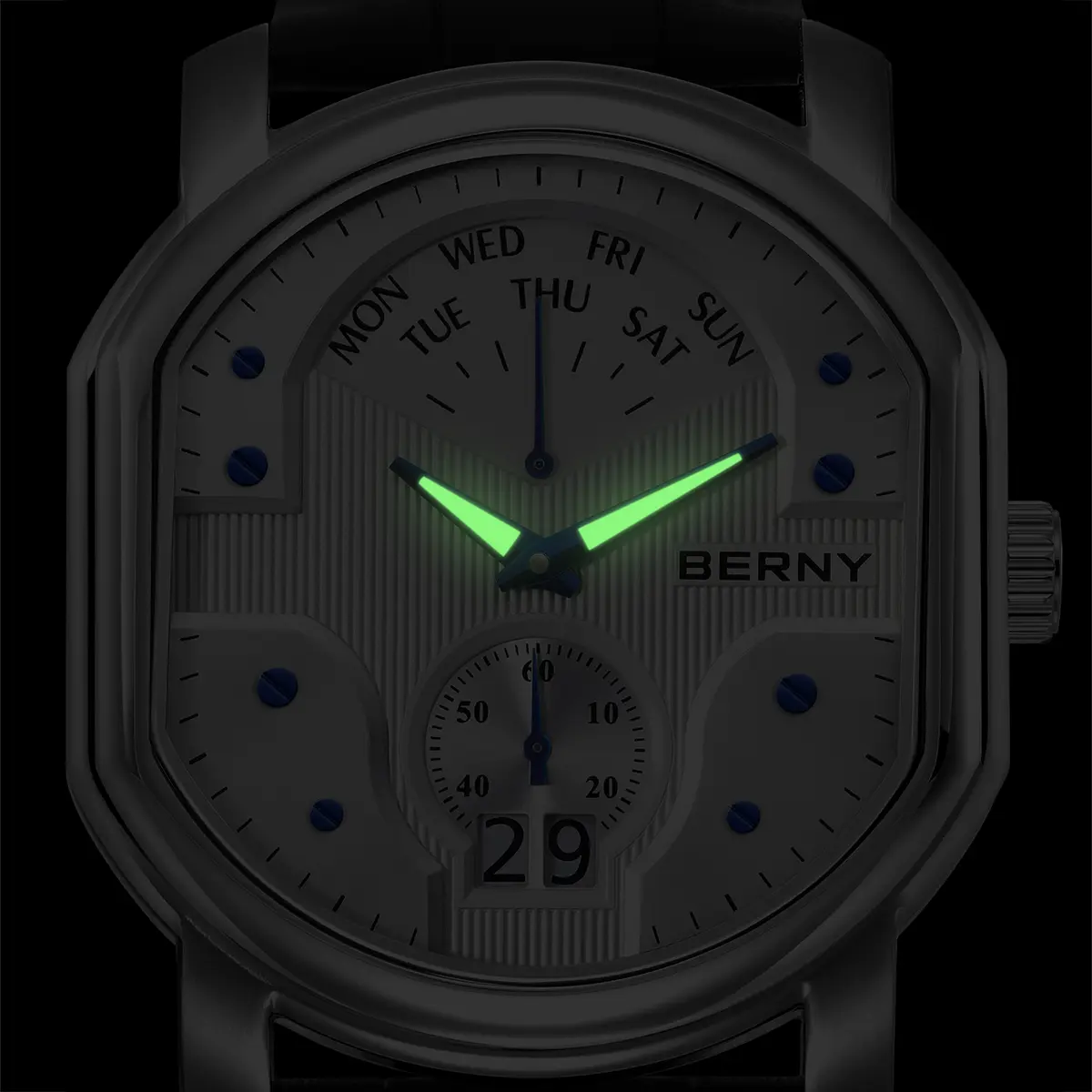BERNY-Men Quartz Tonneau Classic Watch-2707M - Image 5