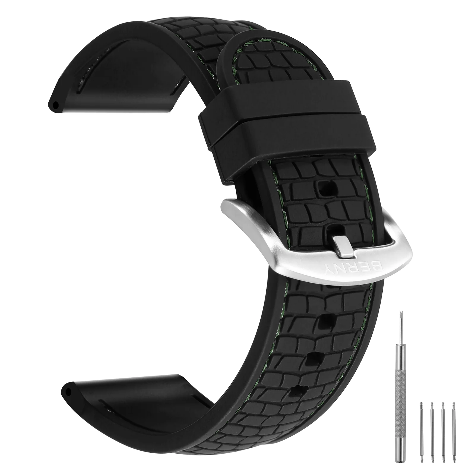 BERNY-Silicone Tire texture Stitched Watch Strap - Image 3