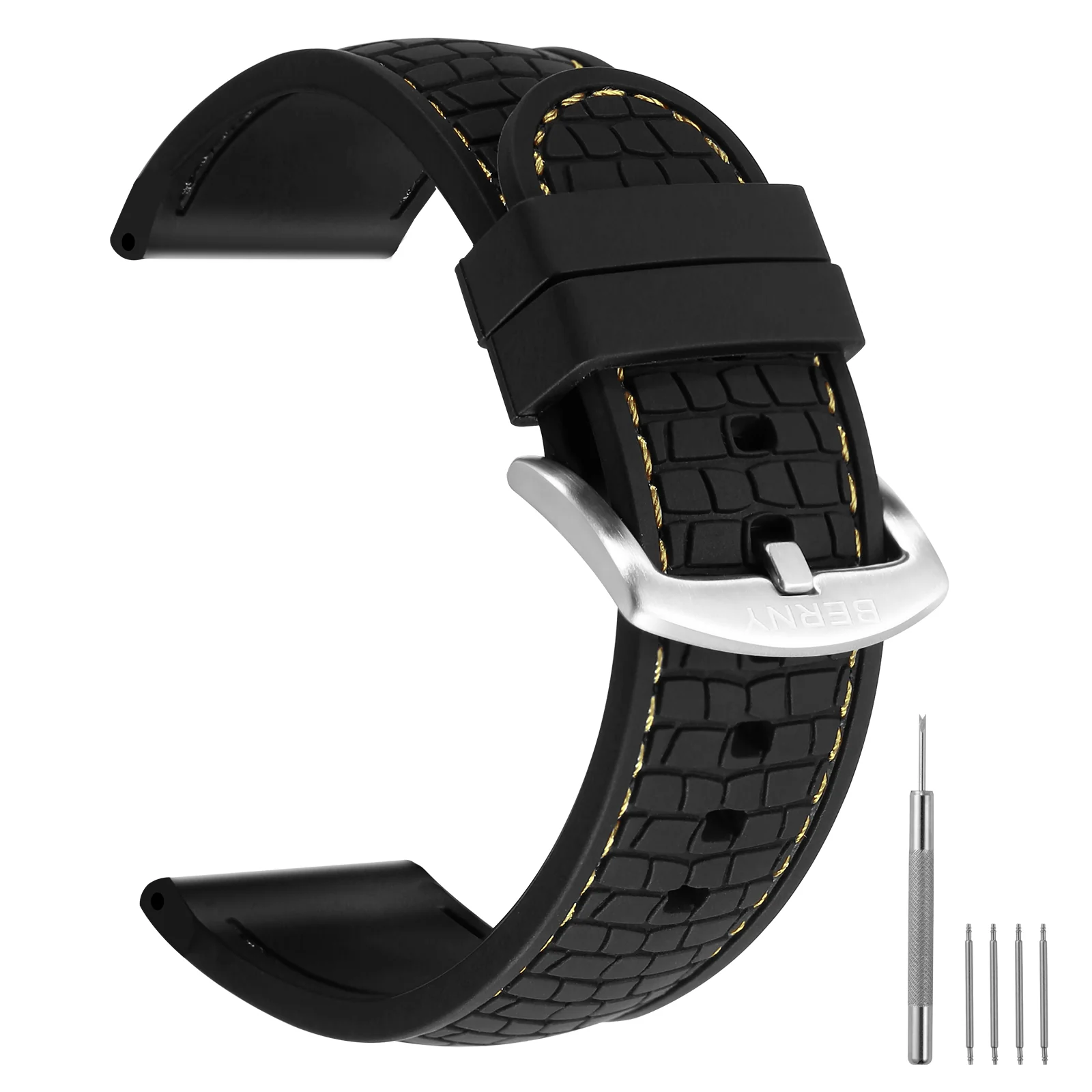 BERNY-Silicone Tire texture Stitched Watch Strap - Image 5