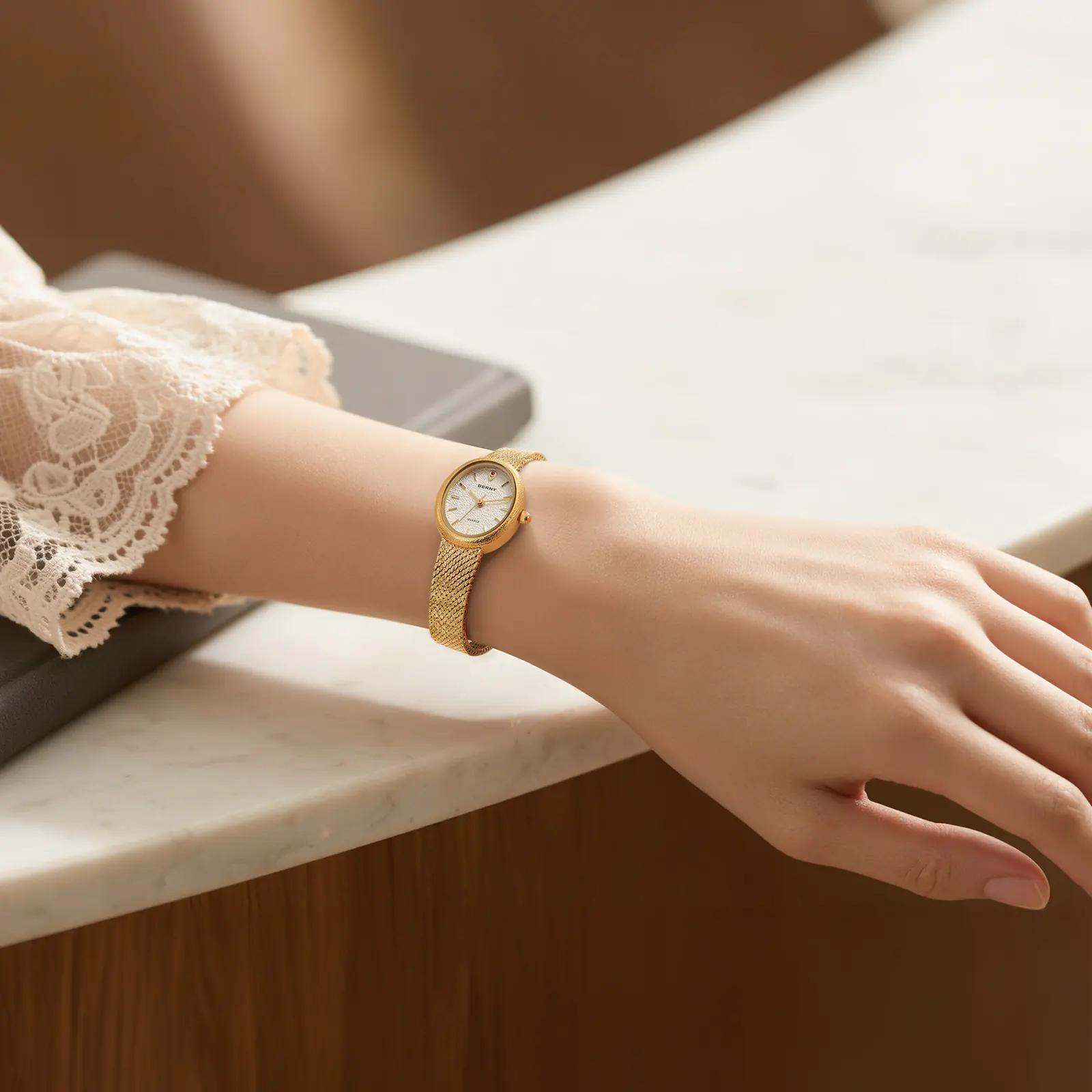 BERNY-Women Quartz Dress Gold Watch-2927L - Image 8