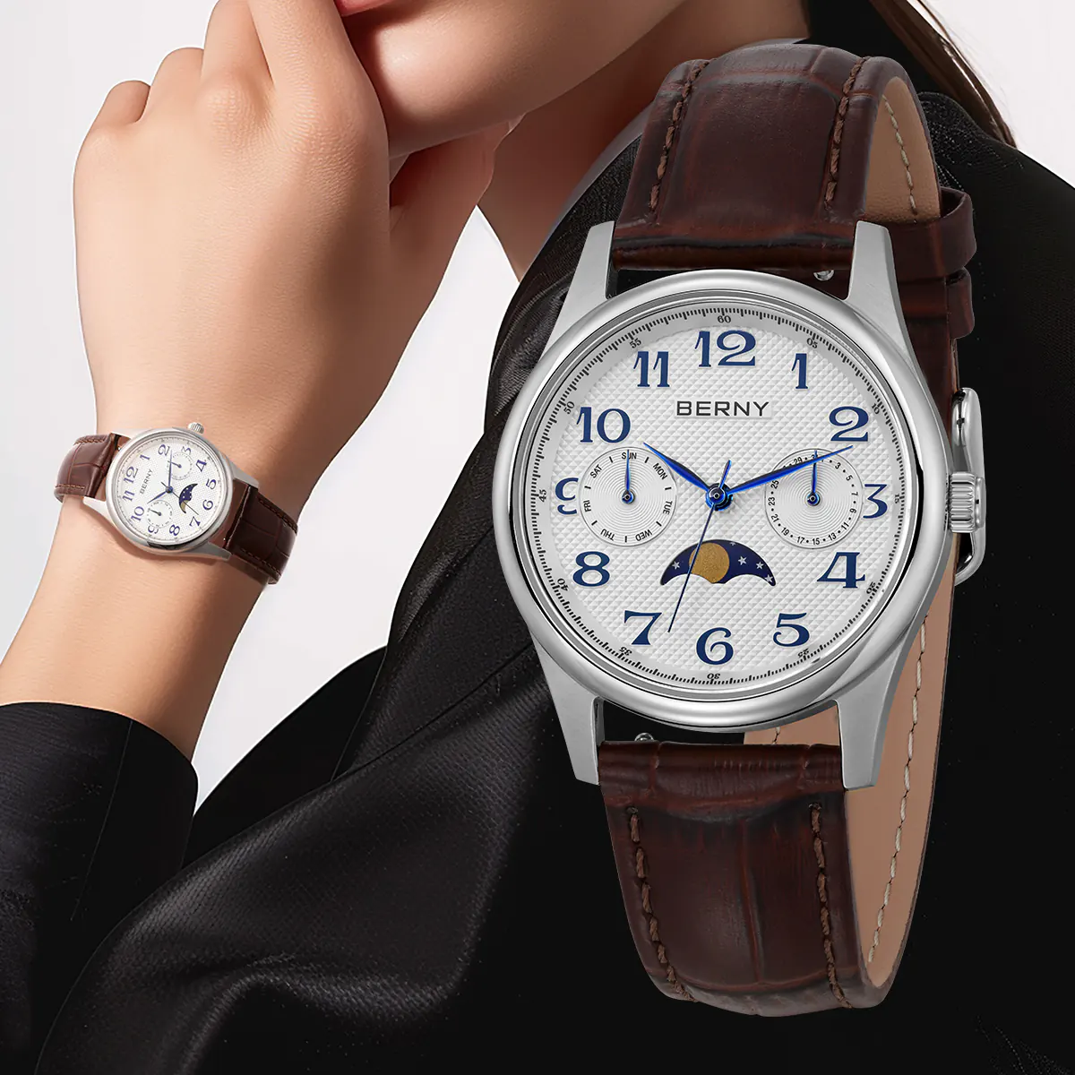 BERNY-Women Quartz Moonphase Watch-2190L - Image 7