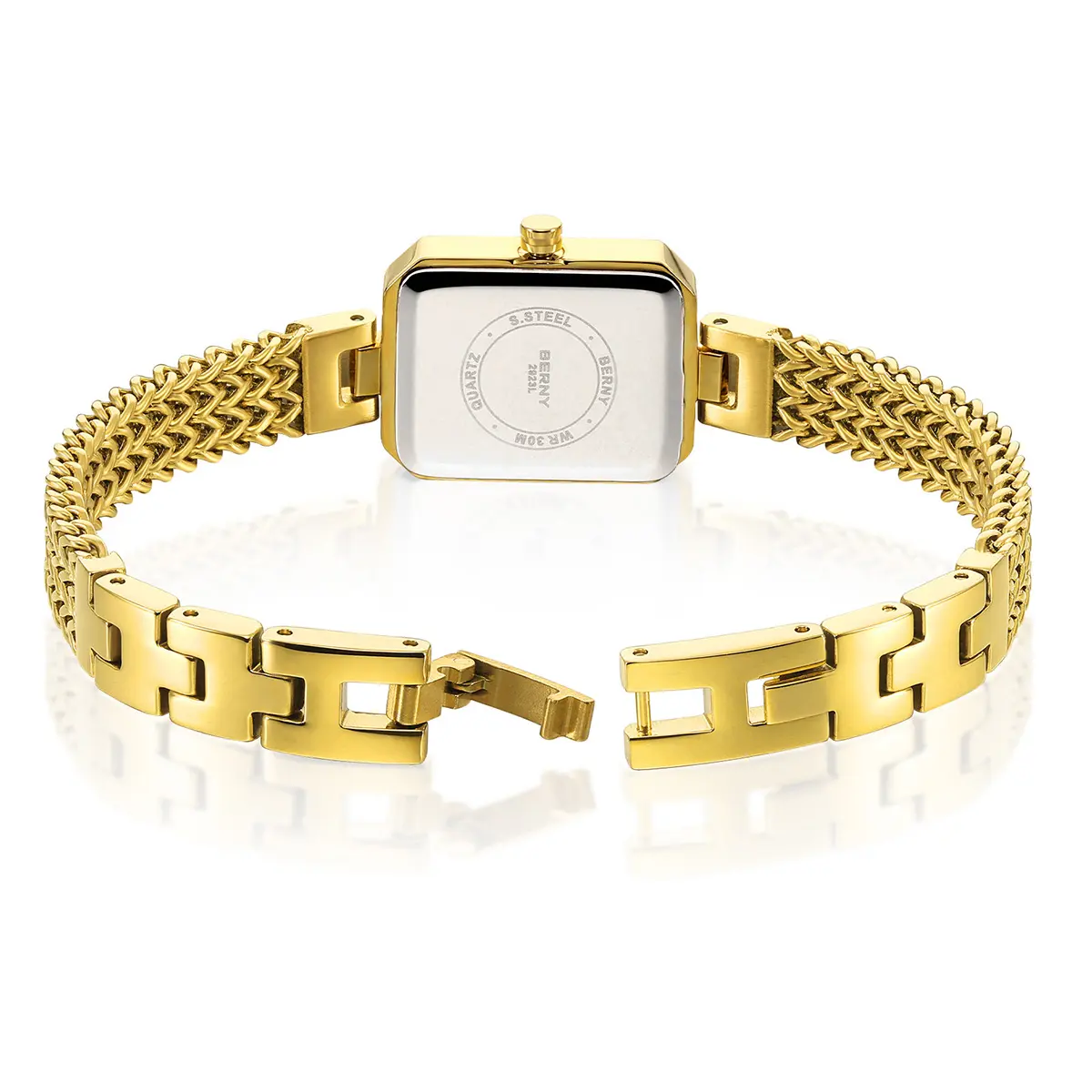 BERNY-Women Quartz Square Gold Watch-2921L - Image 5