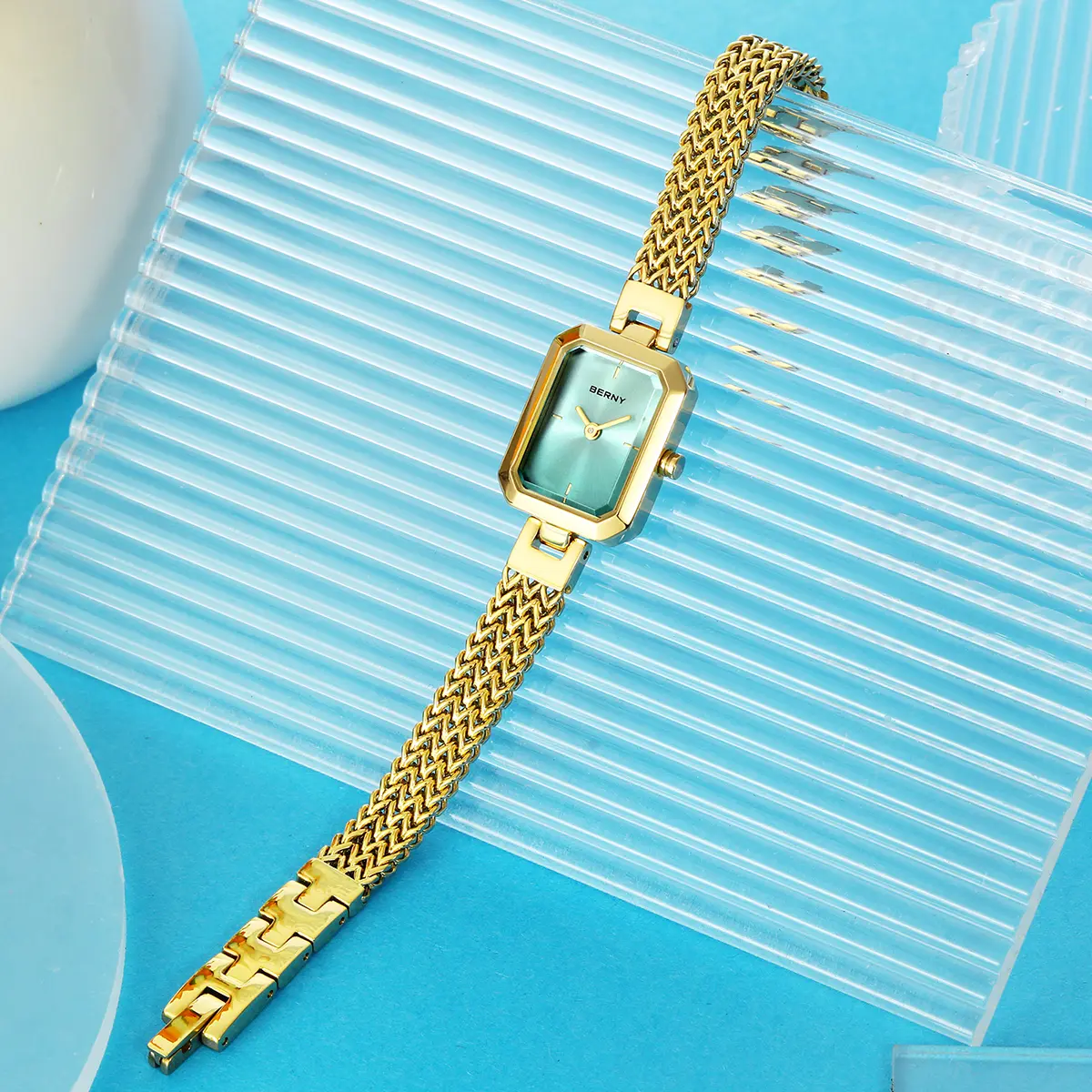 BERNY-Women Quartz Square Gold Watch-2921L - Image 6