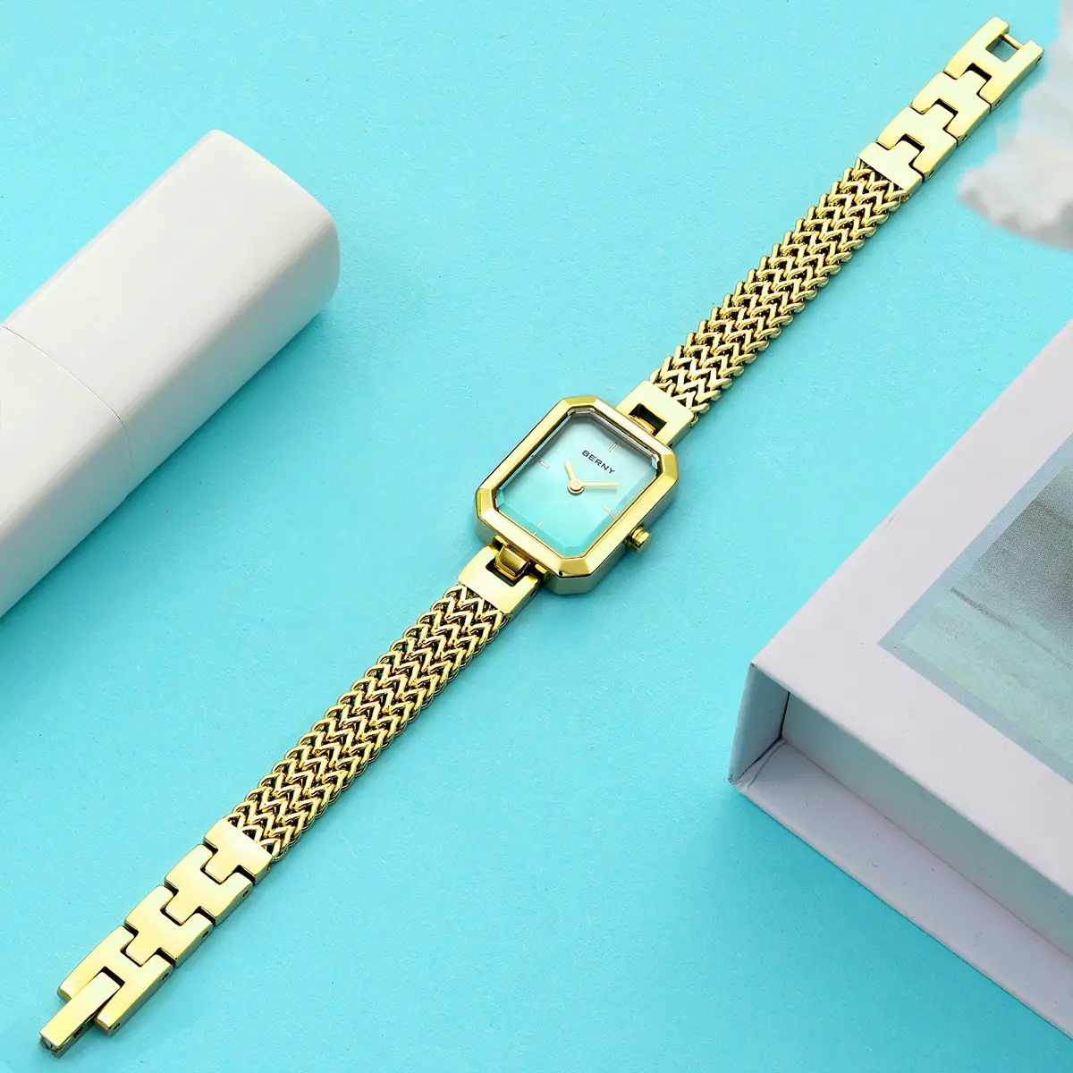 BERNY-Women Quartz Square Gold Watch-2921L - Image 7