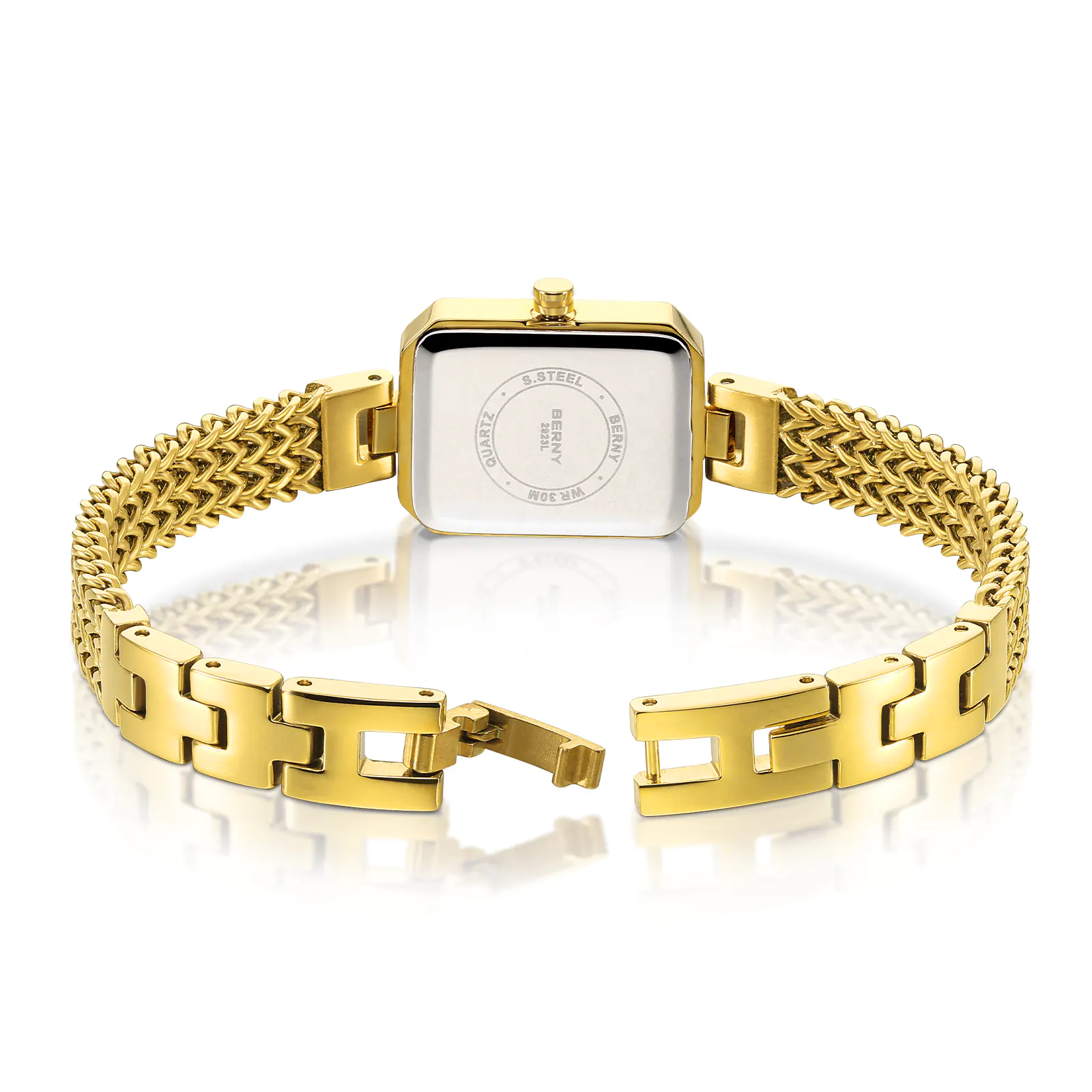 BERNY-Women Quartz Square Gold Watch-2922L - Image 3