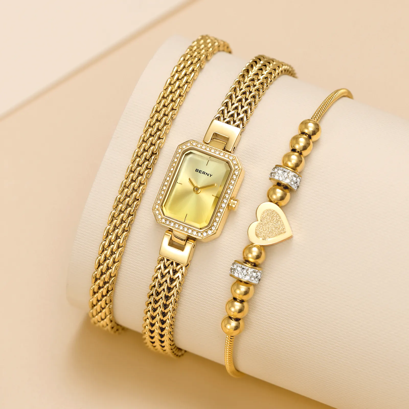 BERNY-Women Quartz Square Gold Watch-2922L - Image 4