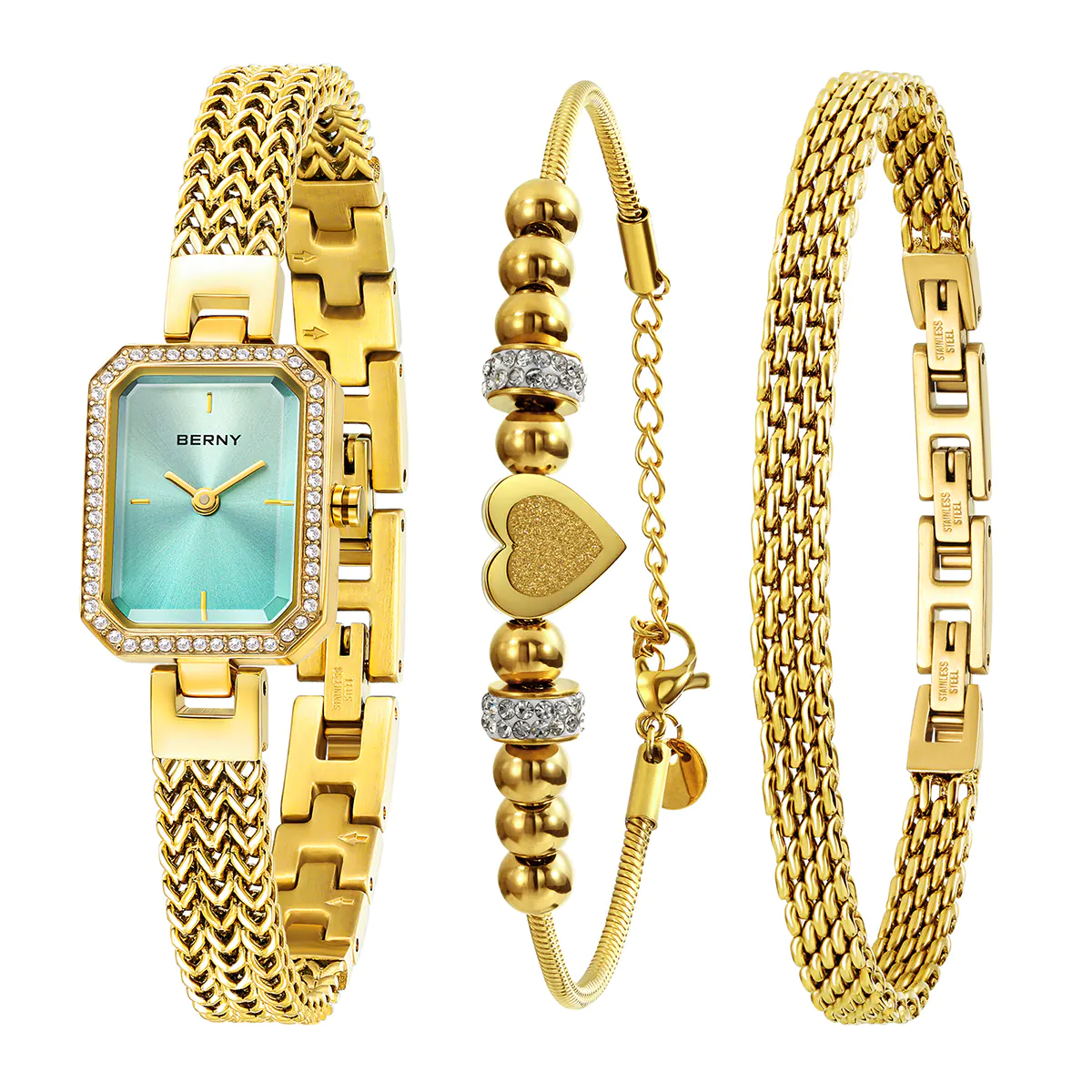 BERNY-Women Quartz Square Gold Watch-2922L - Image 8