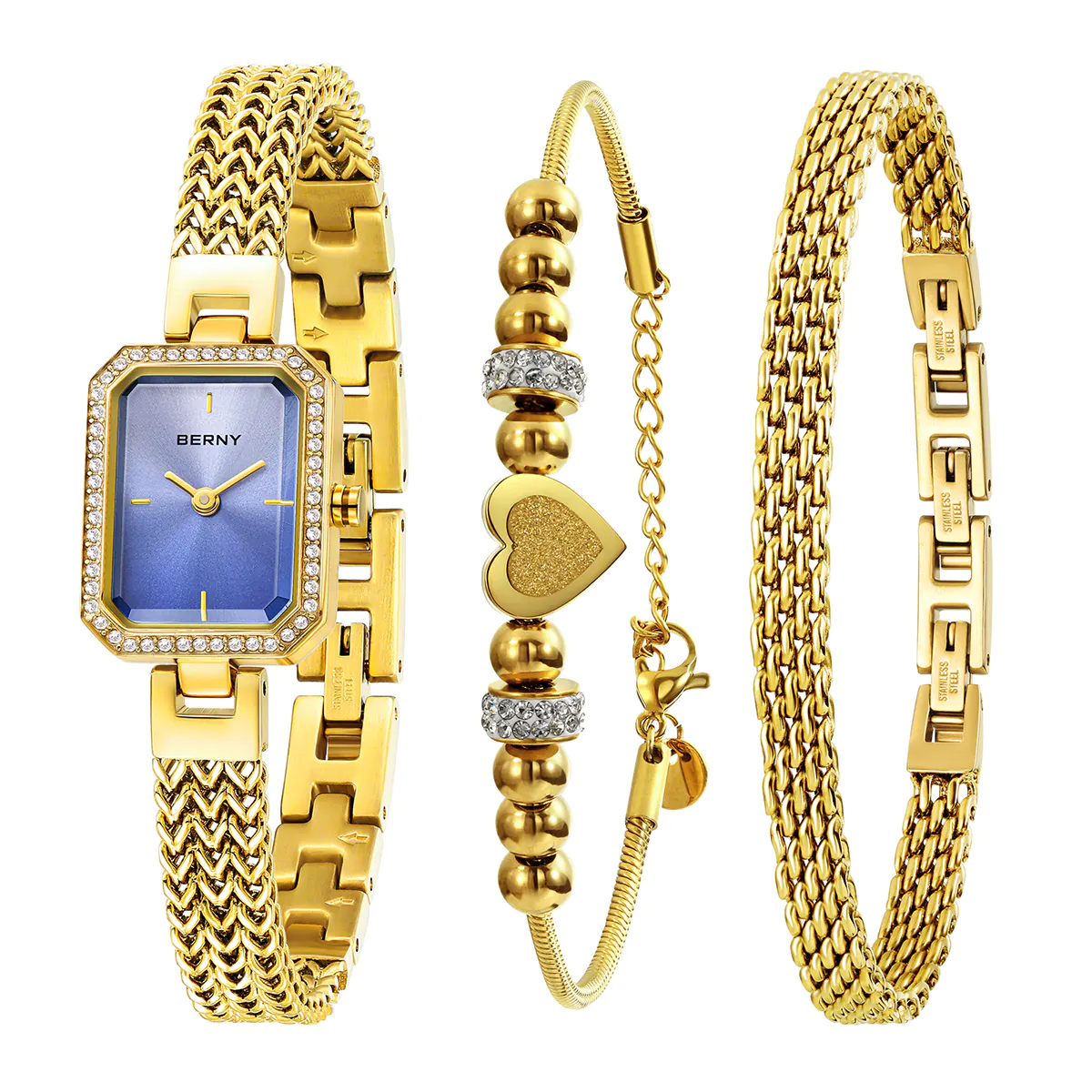 BERNY-Women Quartz Square Gold Watch-2922L - Image 9
