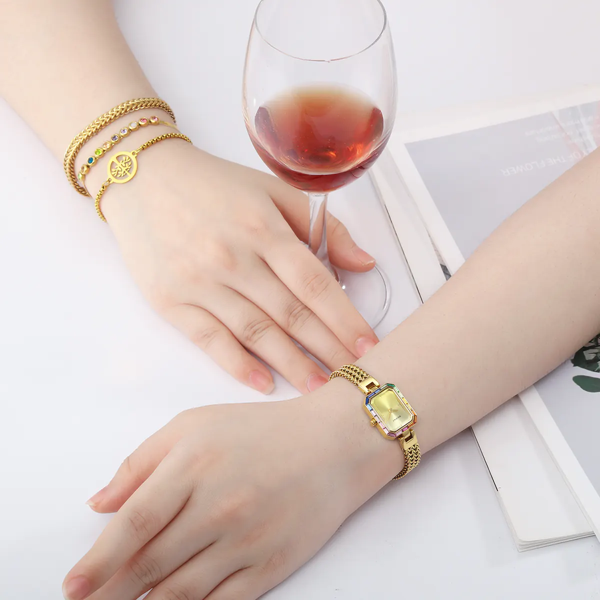 BERNY-Women Quartz Square Gold Watch-2923L - Image 5