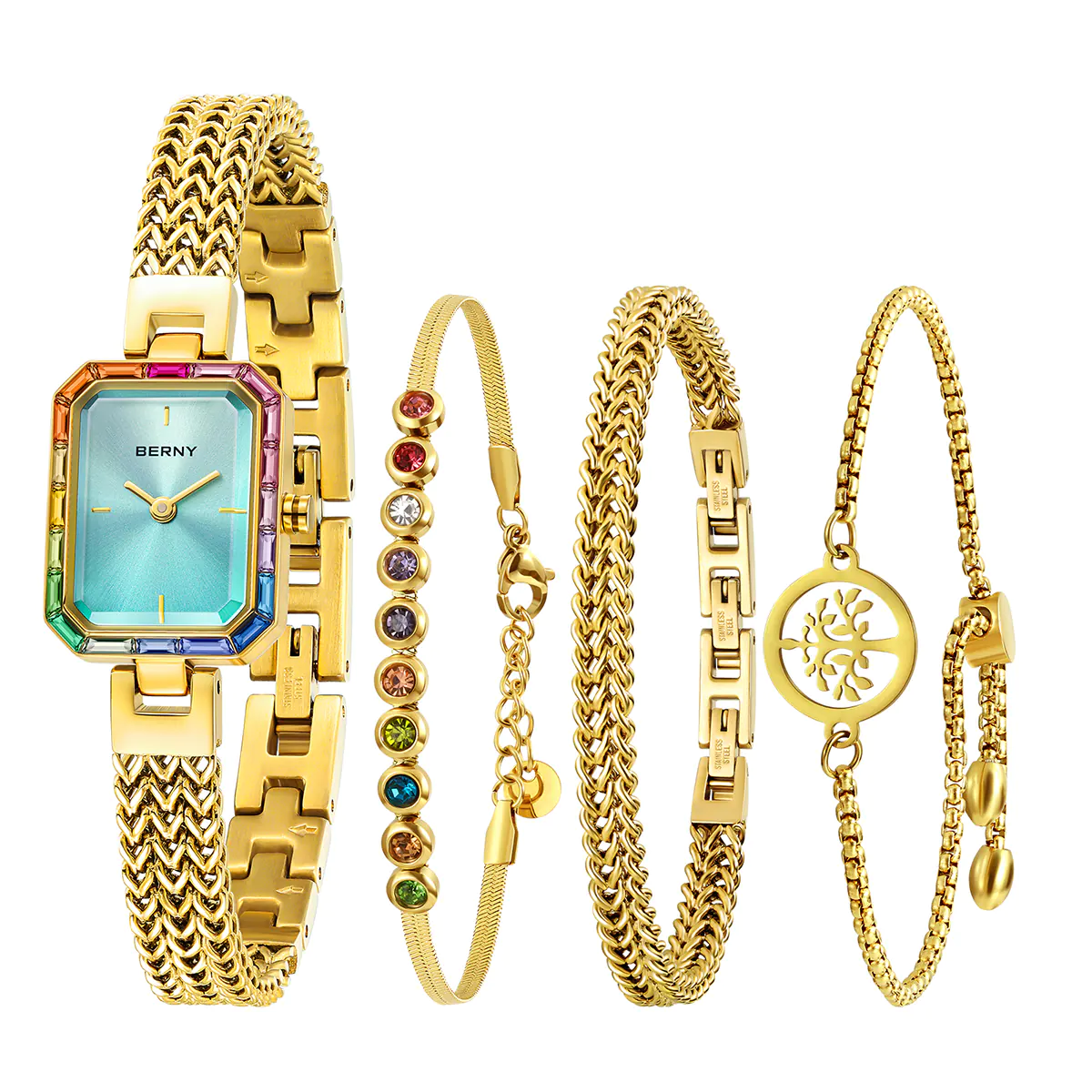BERNY-Women Quartz Square Gold Watch-2923L - Image 8
