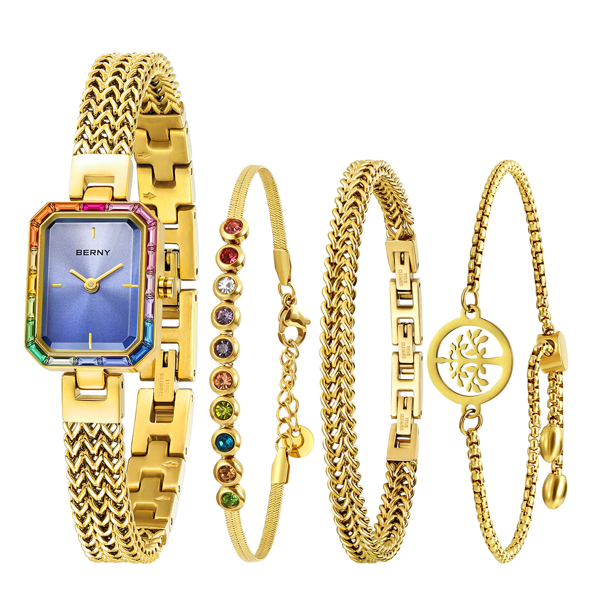 BERNY-Women Quartz Square Gold Watch-2923L - Image 9
