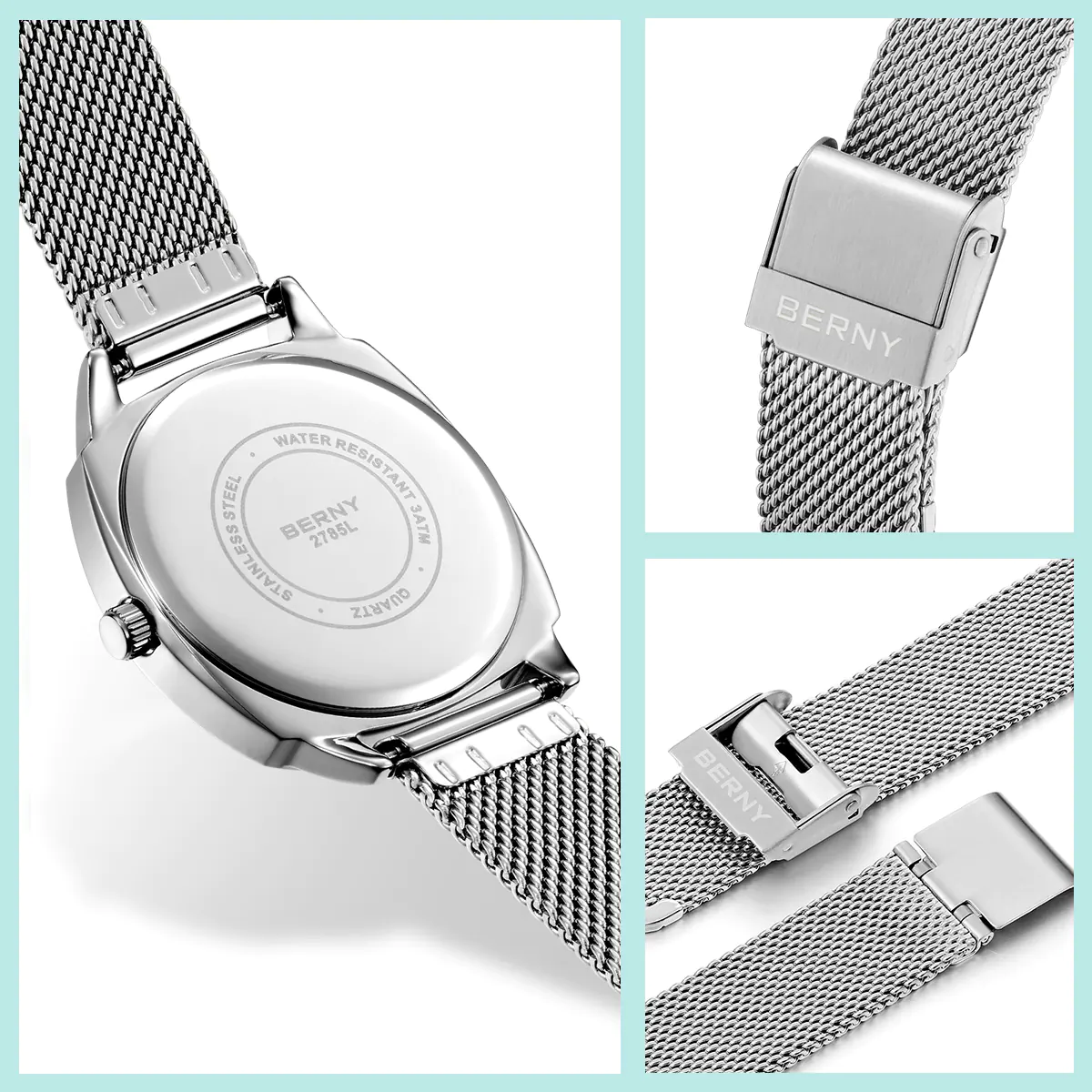 BERNY-Women Quartz Square Watch-2715L - Image 6