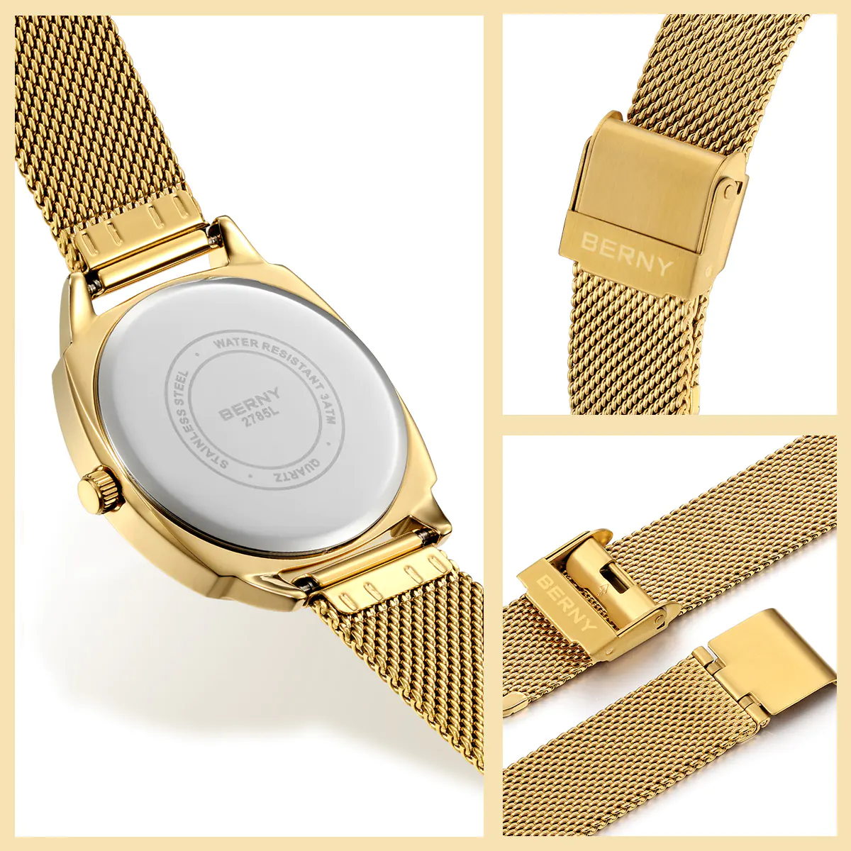 BERNY-Women Quartz Square Watch-2785L - Image 6